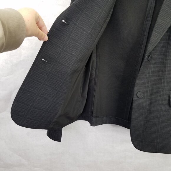 Amanda + Chelsea Blazer Women's S Plaid Stretch Knit Notch Collar Covered Button - Picture 5 of 16